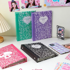 A5 binder album in composition style with pastel covers and idol photocard storage