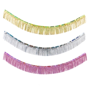 2M metallic laser fringe banner in gold silver and rose gold for party ceiling decor