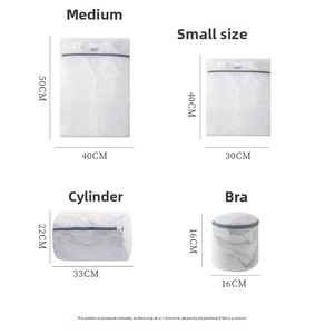 Size comparison chart for mesh laundry bags showing dimensions for various garment types
