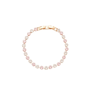 Elegant rose gold star-shaped zircon and pearl bracelet with a secure fold-over clasp