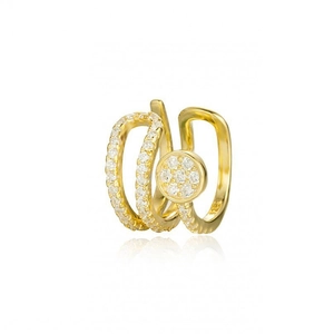 Elegant 18k gold plated double layer ear cuff with sparkling zircon stones in a sleek design