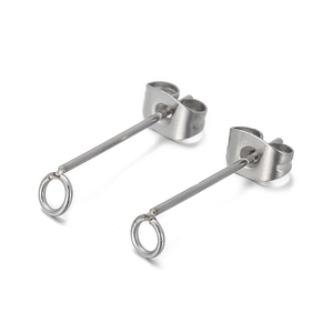 Boucles d'oreilles géométriques en acier inoxydable argenté avec petit anneau et fermoirs