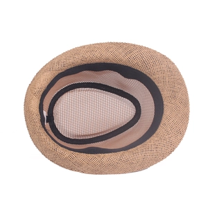 Men's summer breathable straw jazz hat in light brown with open-weave mesh design
