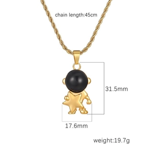 Golden astronaut couple necklace with star pendant and 45cm chain dimensions