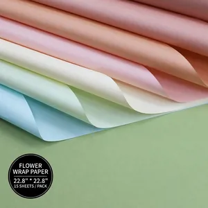 Waterproof pastel flower wrapping paper set of 15 sheets measuring 58x58cm each