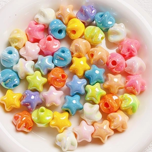 Pastel macaron star-shaped beads with pearlescent finish for DIY jewelry crafts