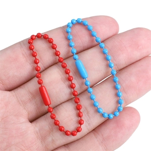 Cadenas de bolas de hierro pintadas en rojo y azul para llaveros y accesorios DIY