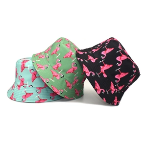 Chapeau Bob Imprimé Flamant Rose Coton Protection Solaire Été Respirant Voyage Extérieur Femme Homme
