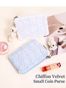 Kleiner Chiffon-Samt-Geldbeutel mit niedlichem Bärenanhänger für Kosmetika und Münzen