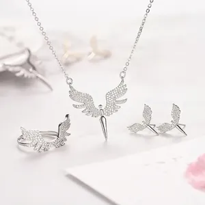 Collier Pendentif Ailes D'Ange Acier Titane Zircone Cubique Bijoux De Mode Aile D'Ange Pour Femmes