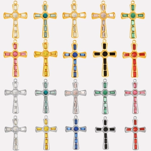 Cross Pendant 304 Stainless Steel Glass Rhinestone Elegant Jewelry DIY Accessory Fashion Minimalist Style