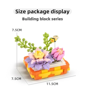 Size specifications of artificial building block flower pot with 11.5cm length measurements