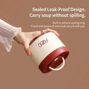 Leakproof 304 stainless steel insulated lunch box with portable handle and silicone seal