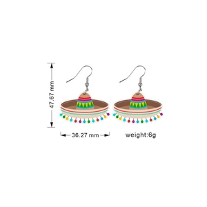 Detailed dimensions of Mexican Sombrero earrings showing height 47.67mm and weight 6g