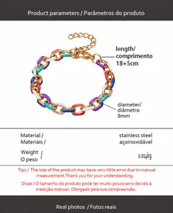 Détails du bracelet en acier inoxydable émaillé multicolore avec les dimensions