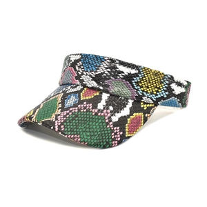 Colorful snakeskin pattern PU leather sun visor hat for summer outdoor activities