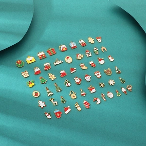 Christmas DIY enamel pendants set including Santa Claus Reindeer and Snowflakes charms