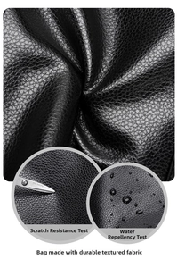 Close-up of water-resistant litchi grain leather fabric with anti-scratch coating