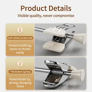 Stainless steel pants hanger clips with heavy duty spring and protective soft rubber pads