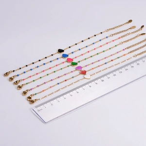 Detailed size measurement of 18k gold plated bohemian beaded heart charm bracelets