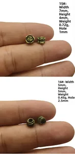 Detail of vintage bronze alloy spacer beads for DIY jewelry with size and weight specs