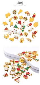 Detailed close-up of Christmas enamel charms set including gingerbread man and snowman