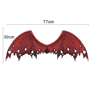 Detailed dragon wings prop showing scale texture and 77cm x 30cm dimensions for Cosplay
