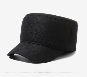 Detail view of the black cotton fabric texture and Sport label on the cadet cap