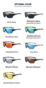 Matrix showing 9 color options for polarized cycling sunglasses with high-quality lenses