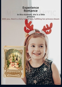 Christmas book-shaped music box with snowmen and LED light, perfect for holiday gifting