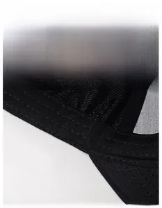 Close-up of the wide moisture-wicking sweatband and fine stitching inside the black cap