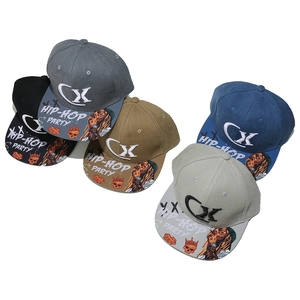 Five flat brim snapback baseball hats with CX embroidery and street style graffiti print