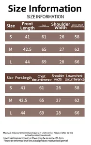 Size information chart for high-impact sports bra including length and bust measurements