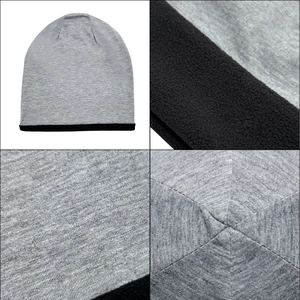 Χειμερινός πλεκτός σκούφος με επένδυση fleece σε γκρι και μαύρο για μέγιστη ζεστασιά