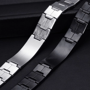Minimalist 9mm stainless steel cross bracelet in black and silver finish for men and women