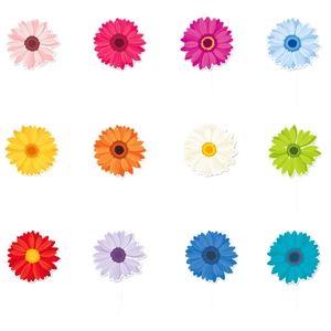 Décorations de gâteaux gerbera en papier coloré pour fêtes printanières et florales