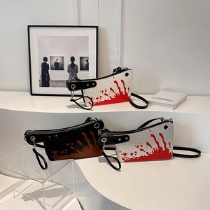 Unique meat cleaver shaped shoulder bag with blood splatter design for creative fashion