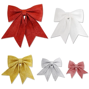 Christmas Glitter Bow Ornaments EPE Foam Large Bows For Christmas Tree Decoration Party Home Holiday Decor Red Gold Silver White Pink