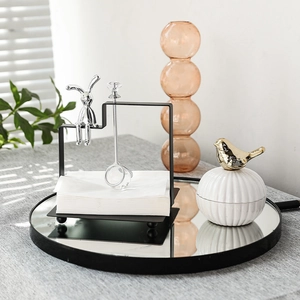 Nordic Metal Rabbit Napkin Holder Iron Tissue Dispenser With Crystal Ball Desktop Decorative Paper Towel Stand
