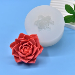 3D flower silicone mold for handmade soap and candles with realistic rose texture design