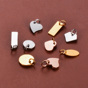 Polished stainless steel pendants in heart and geometric shapes, gold silver rose gold colors