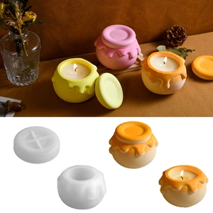 Stampo In Silicone Vasetto Di Miele Per Creazione Candele Fai Da Te Contenitore Resina Forma Miele Con Coperchio