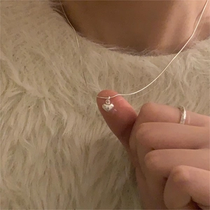 Minimalist 925 sterling silver heart pendant necklace on a sleek snake chain for women