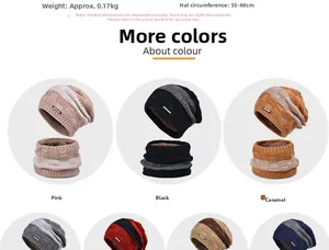 Detailed size and weight specs for the winter knitted hat and scarf set 55-60cm
