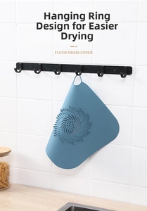 Copertura scarico in silicone blu con asola per filtrare capelli e asciugatura facile