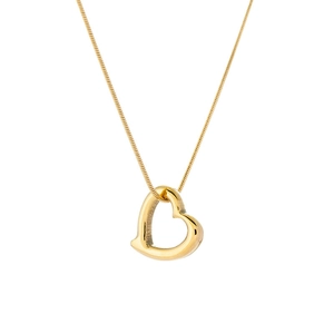 Collana con pendente a cuore cavo in oro 18k e catena a serpente elegante da donna