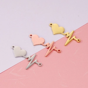 Heart Heartbeat Connector Charms 304 Stainless Steel Mirror Polished ECG Heart Pendants For DIY Jewelry Making Accessories
