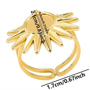 Detailed view of adjustable gold stainless steel ring blank with size specifications