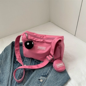 Oxford Cloth Crossbody Bag For Women Large Capacity Lightweight Shoulder Bag With Round Coin Purse Casual Solid Color