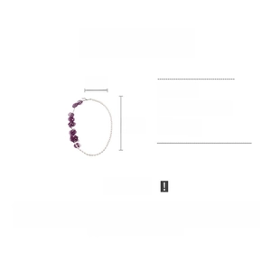 Detail view of 71cm purple chiffon flower pearl necklace with size dimensions and weight